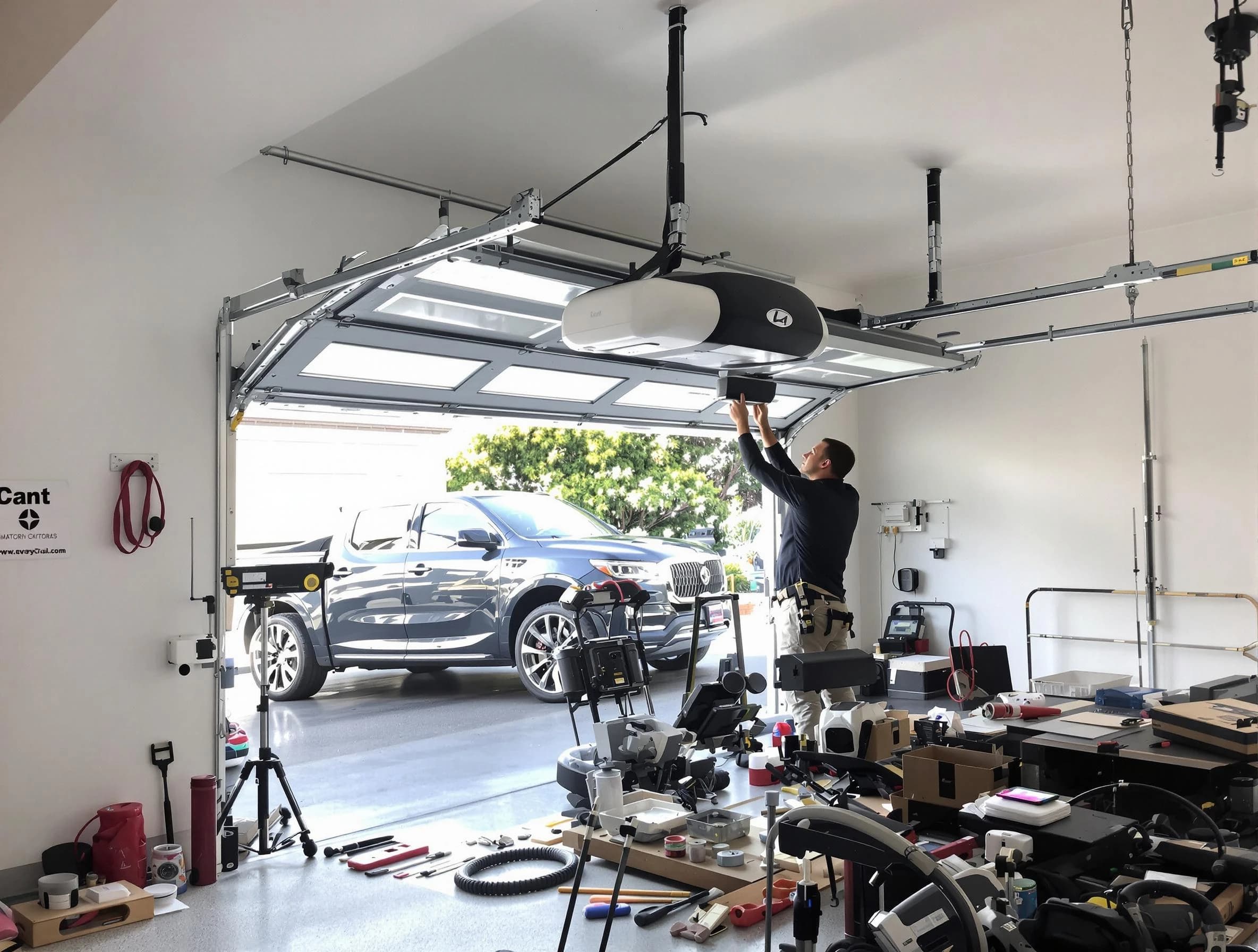 Millcreek Garage Door Repair specialist installing smart garage door opener system in Millcreek home