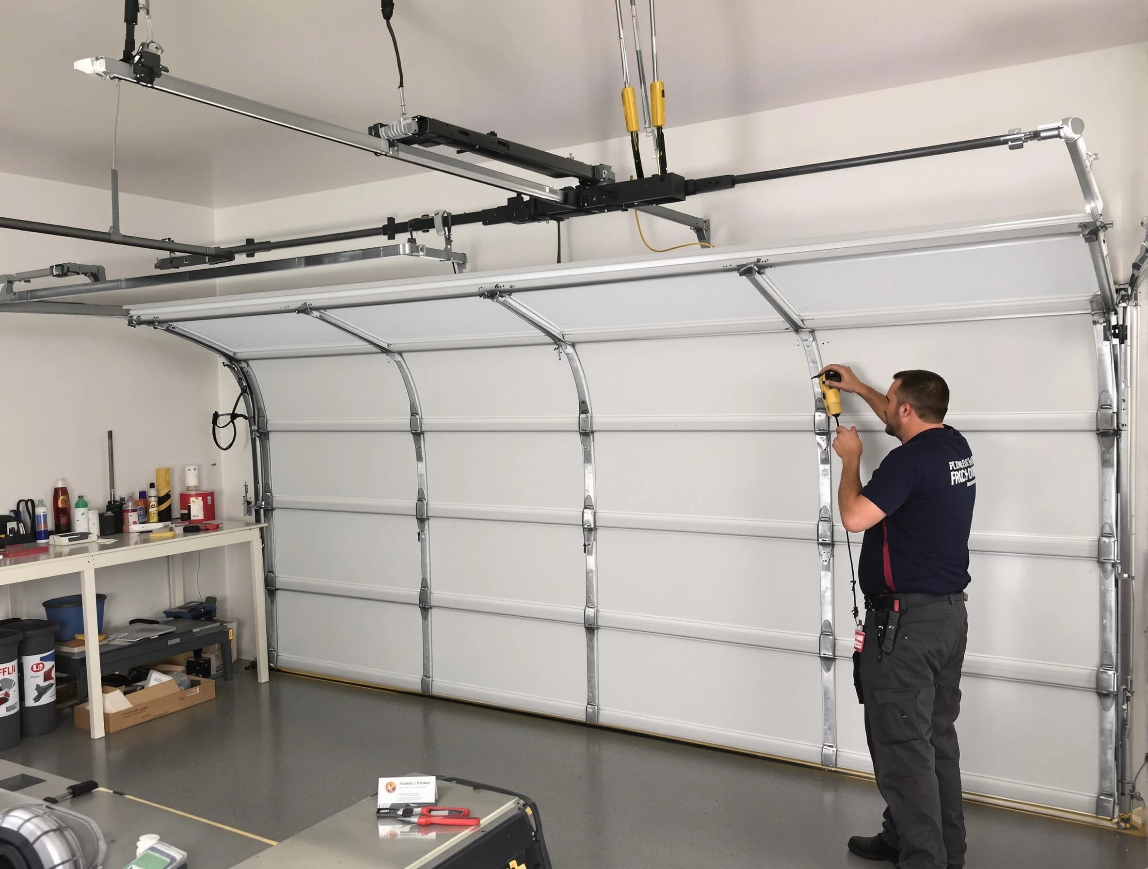 Millcreek Garage Door Repair certified technician performing overhead door system repair in Millcreek