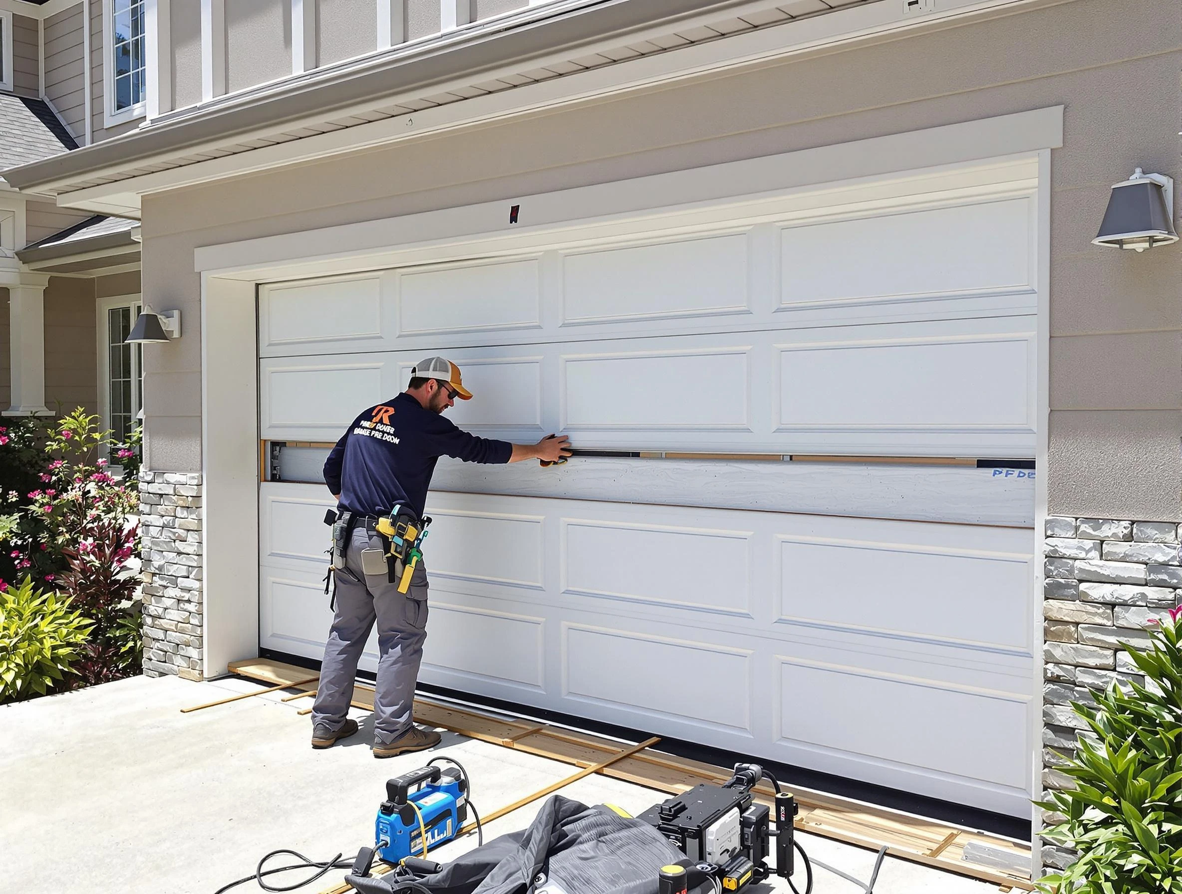 Millcreek Garage Door Repair team performing complete garage door replacement at Millcreek residence