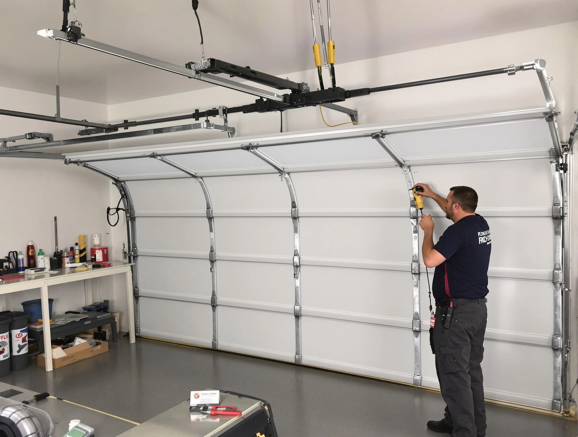 Millcreek Garage Door Repair certified technician performing overhead door system repair in Millcreek