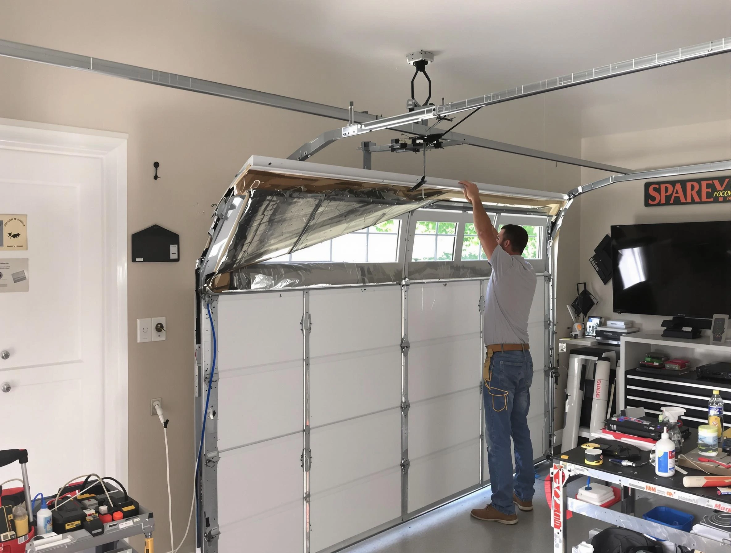 Garage door section replacement by Millcreek Garage Door Repair in Millcreek