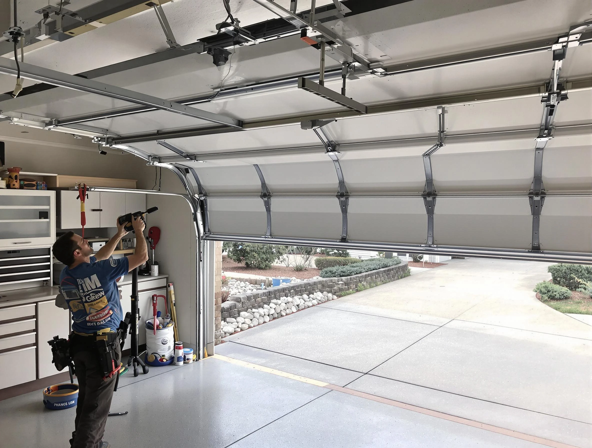 Garage door track repair service by Millcreek Garage Door Repair in Millcreek